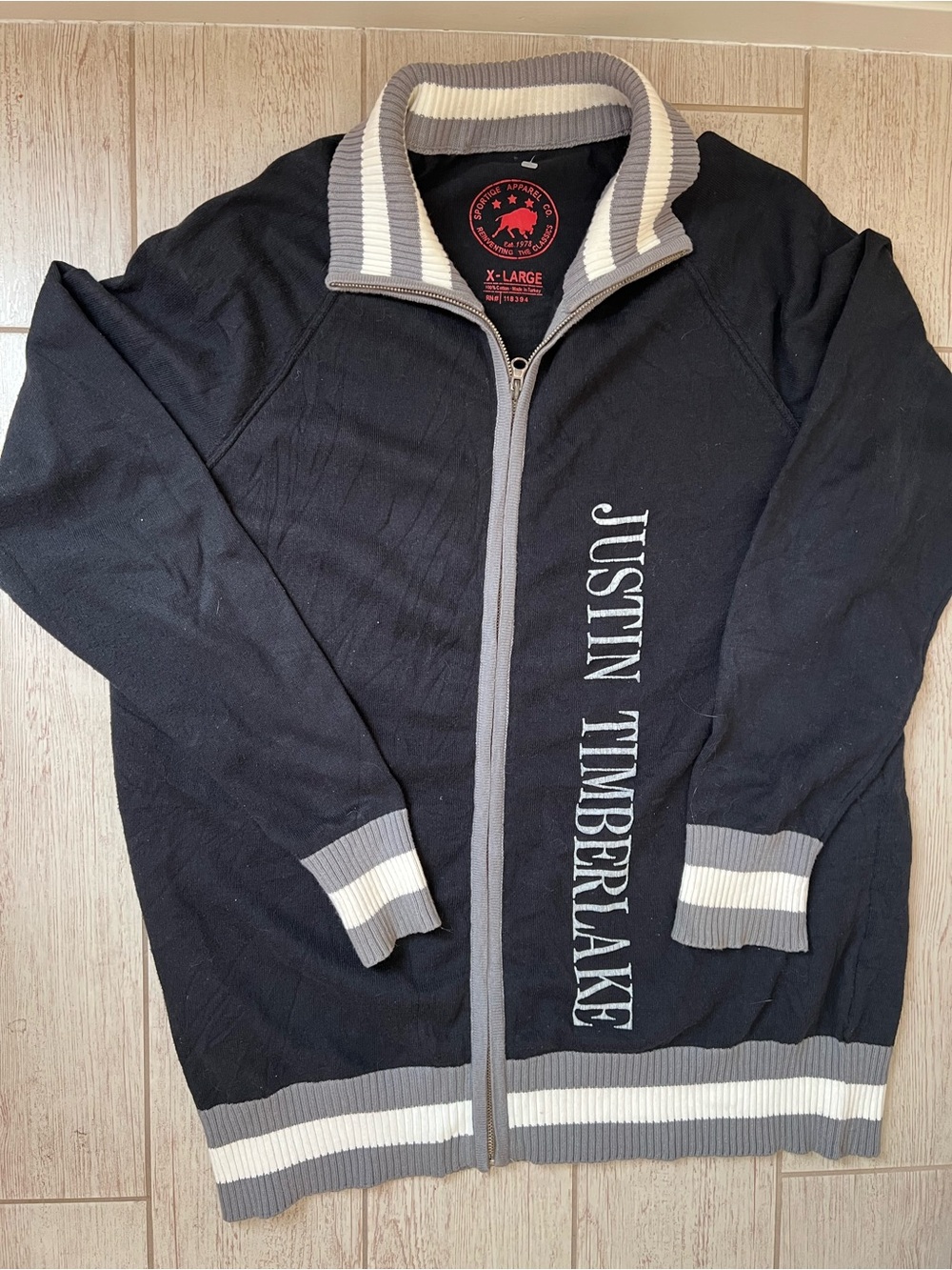 Justin Timberlake Future Sex Love Show Tour 2007 Black Cotton Zip up jacket XL